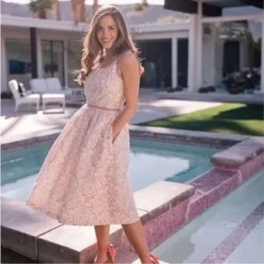 Nora Gal Meets Glam Pink and Cream Casual Dress